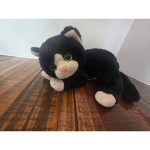 Ty Beanie Boos Shadow Black White Tuxedo Cat Plush Large Green Glitter Eyes 8in